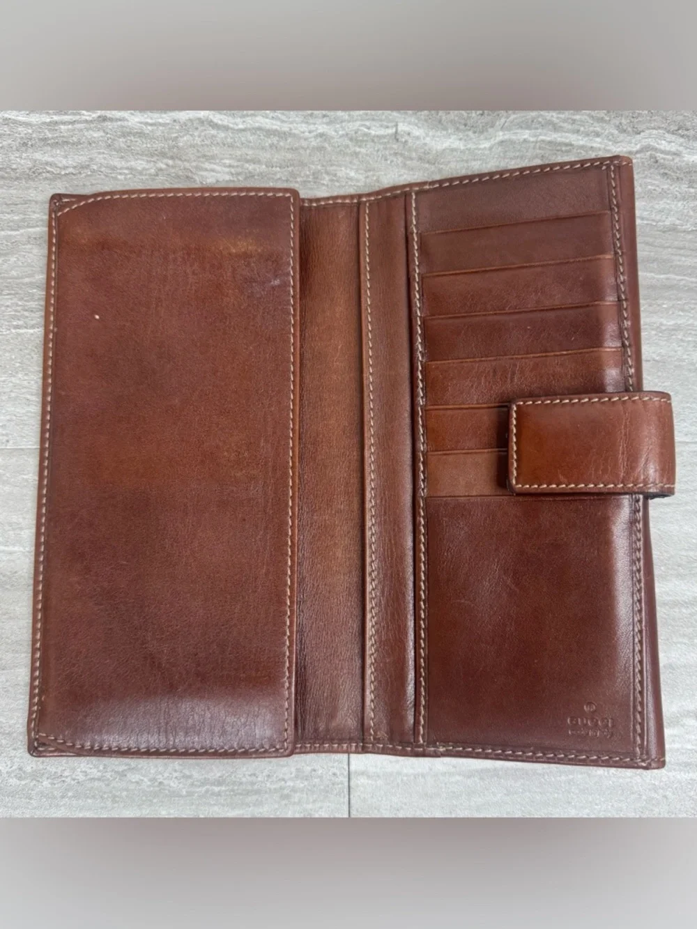 Gucci Bamboo Ring Continental Clutch Check Wallet Vintage - Picture 5 of 15